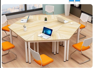 美术教室桌椅阅读室课桌六边形不规则桌椅教学咨询室桌团辅桌